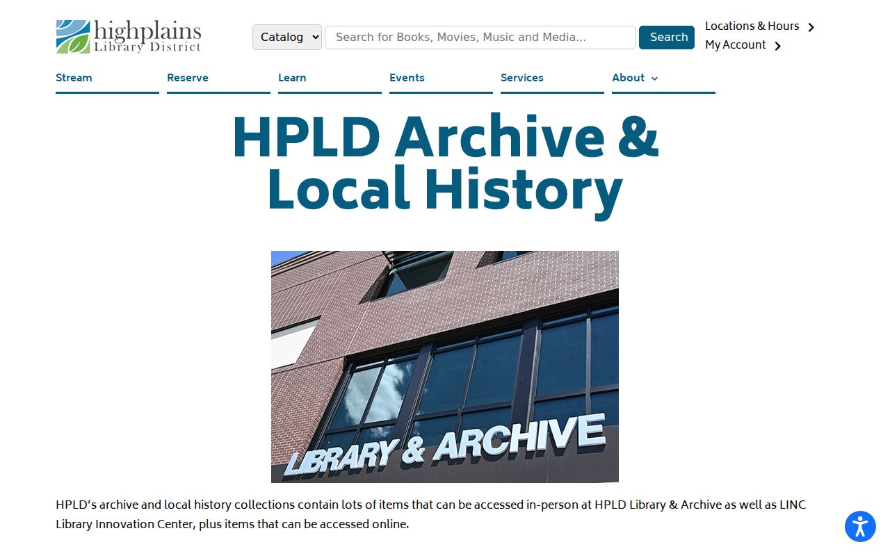 Evans residents directory view of High Plains Library local history collections