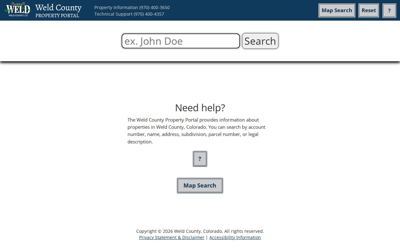 Evans residents directory view of Weld assessor property search