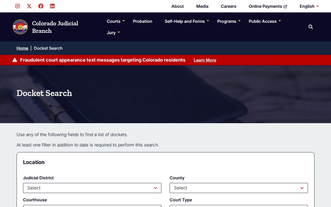 Evans residents directory view of Weld court docket search