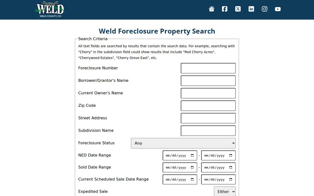 Evans ZIP code directory view of Weld County foreclosure ZIP search
